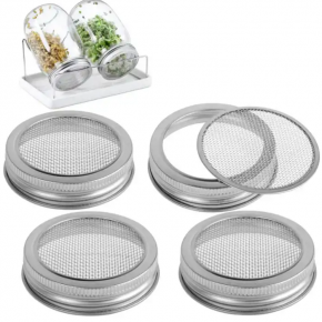 Food Grade Stainless Steel Sprouting Lid Mason Jar Mesh Filter Set